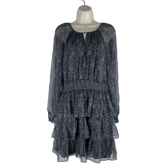 Cinq a Sept Annabel Silk Mini Dress Printed Tiered Ruffle Size 8 - Picture 3 of 10